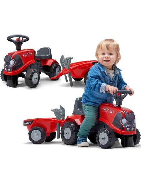 FALK Baby Case IH Ride-On Red su priekaba + priedais, skirtas nuo 12 mėnesių amžiaus FALK Baby Case IH Ride-On Red su priekaba + priedais, skirtas nuo 12 mėnesių amžiaus