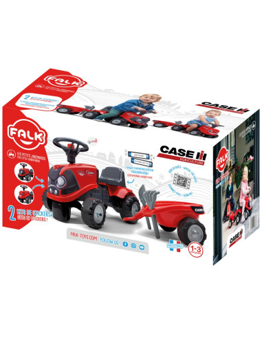 FALK Baby Case IH Ride-On Red su priekaba + priedais, skirtas nuo 12 mėnesių amžiaus