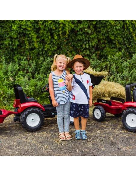 FALK Raudonas Valtra S4 pedalinis traktorius su priekaba nuo 3 metų amžiaus