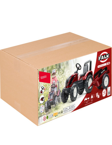 FALK Raudonas Valtra S4 pedalinis traktorius su priekaba nuo 3 metų amžiaus