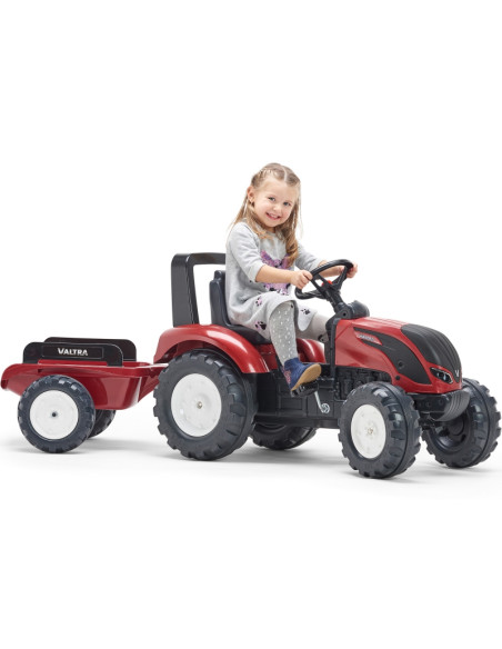 FALK Raudonas Valtra S4 pedalinis traktorius su priekaba nuo 3 metų amžiaus