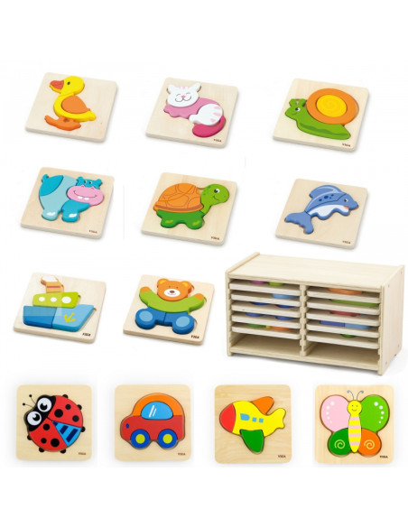 „Viga Toys“ medinė dėlionė, 12 lentelių „Viga Toys“ medinė dėlionė, 12 lentelių