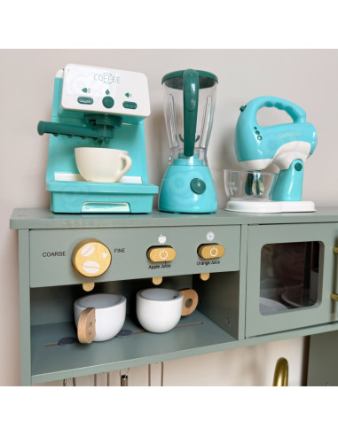 WOOPIE 3 viename buitinės technikos rinkinys: kavos virimo aparatas, maišytuvas, trintuvas, garso ir šviesos efektai