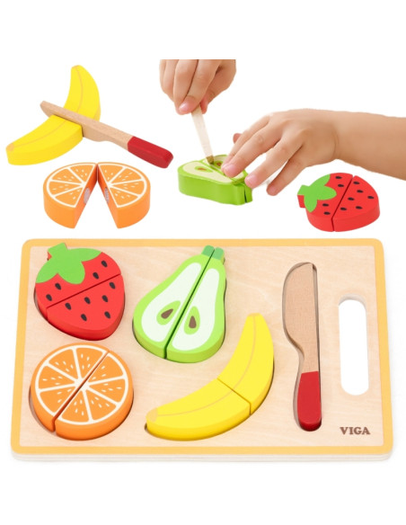VIGA medinė Montessori mokomoji dėlionė vaisiai pjaustyti VIGA medinė Montessori mokomoji dėlionė vaisiai pjaustyti