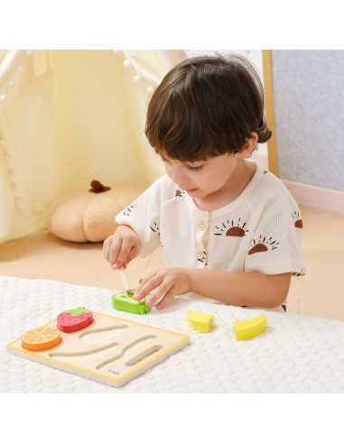 VIGA medinė Montessori mokomoji dėlionė vaisiai pjaustyti