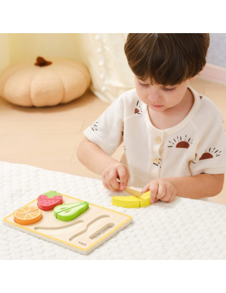 VIGA medinė Montessori mokomoji dėlionė vaisiai pjaustyti VIGA medinė Montessori mokomoji dėlionė vaisiai pjaustyti