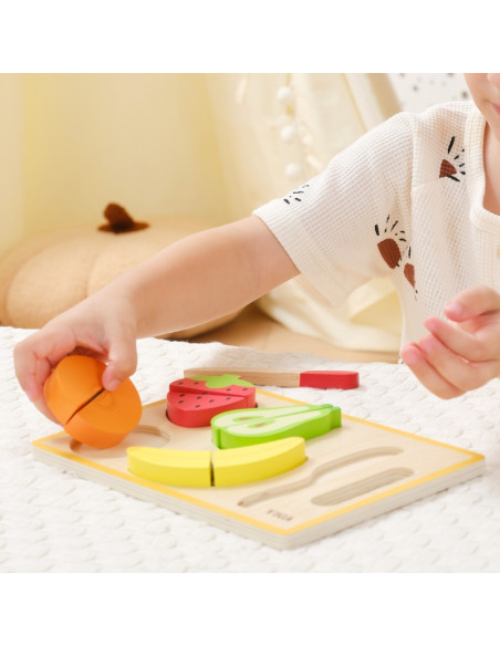 VIGA medinė Montessori mokomoji dėlionė vaisiai pjaustyti VIGA medinė Montessori mokomoji dėlionė vaisiai pjaustyti