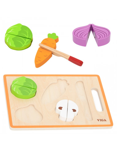 VIGA Medinė Montessori mokomoji dėlionė Daržovės pjaustymui