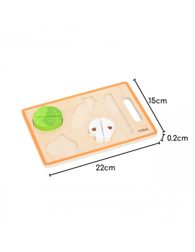 VIGA Medinė Montessori mokomoji dėlionė Daržovės pjaustymui