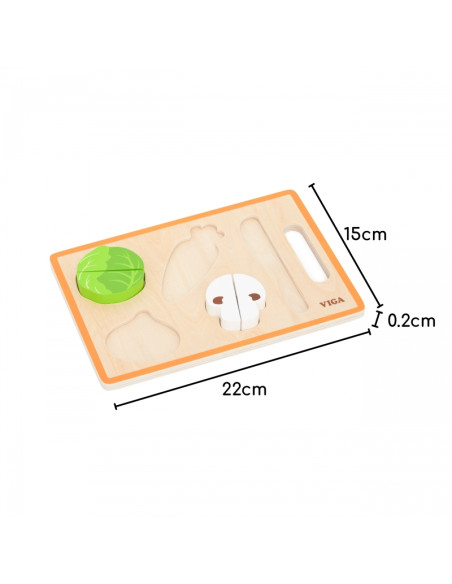 VIGA Medinė Montessori mokomoji dėlionė Daržovės pjaustymui