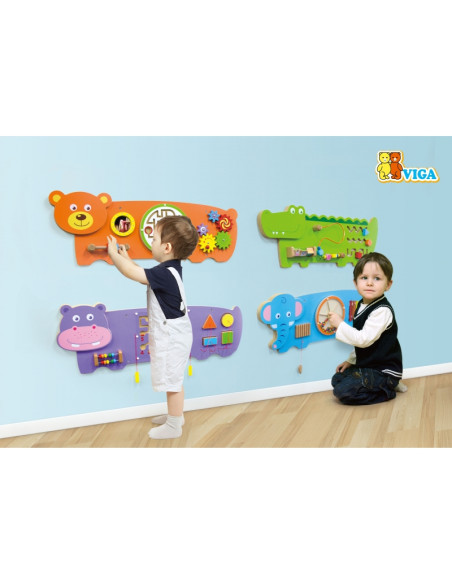 VIGA Tablica Sensoryczna Manipulacyjna Miś Certyfikat FSC Montessori