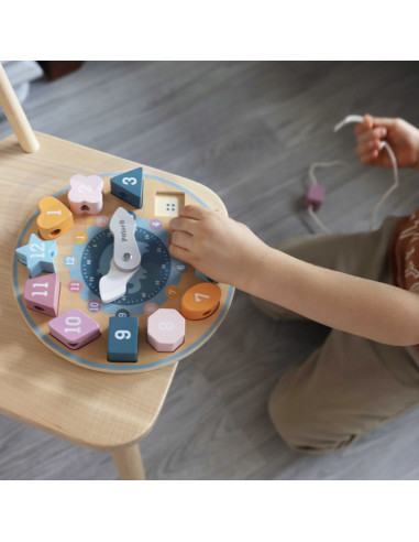 VIGA PolarB medinis laikrodis su geometrinėmis figūromis, Montessori metodika