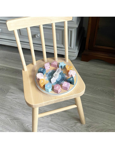 VIGA PolarB Montessori medinis laikrodis su geometrinėmis figūromi