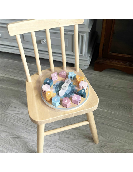 VIGA PolarB Montessori medinis laikrodis su geometrinėmis figūromi