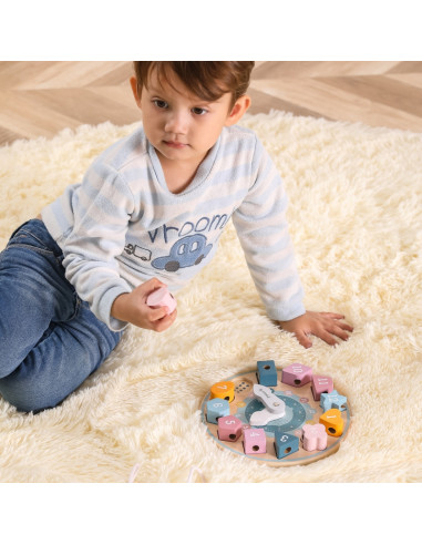 VIGA PolarB medinis laikrodis su geometrinėmis figūromis, Montessori metodika