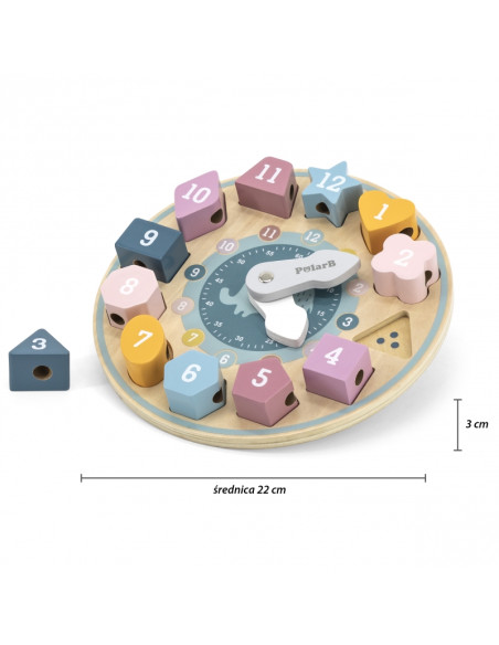 VIGA PolarB medinis laikrodis su geometrinėmis figūromis, Montessori metodika