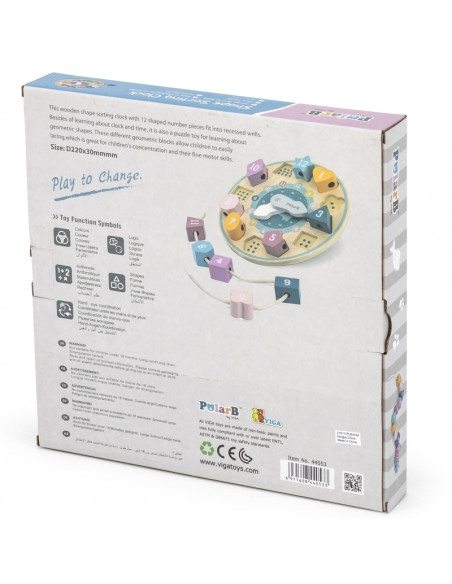 VIGA PolarB formų rūšiavimo laikrodis siūlų pjaustymui Montessori