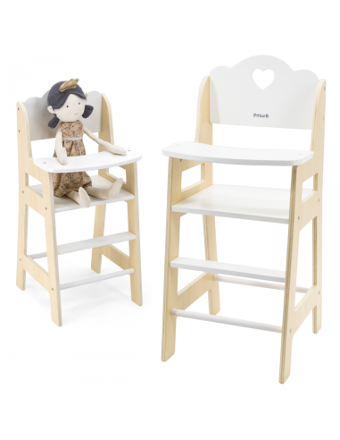 VIGA PolarB balta medinė maitinimo kėdė lėlėms