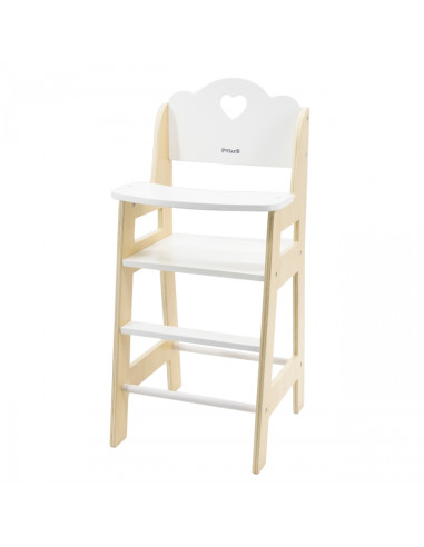 VIGA PolarB balta medinė maitinimo kėdė lėlėms