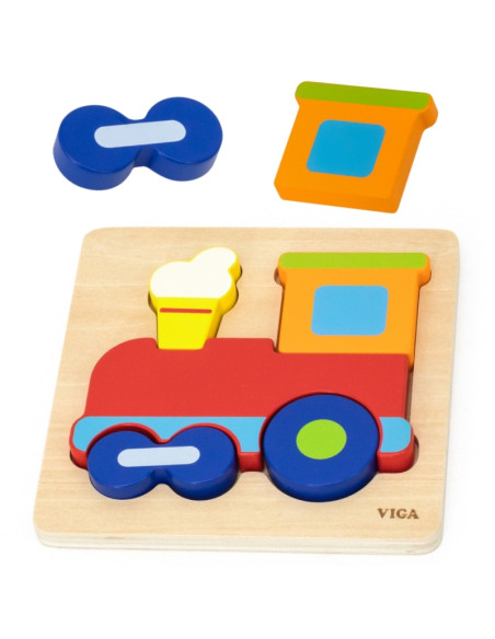 VIGA medinis Montessori mokomasis galvosūkių traukinys VIGA medinis Montessori mokomasis galvosūkių traukinys