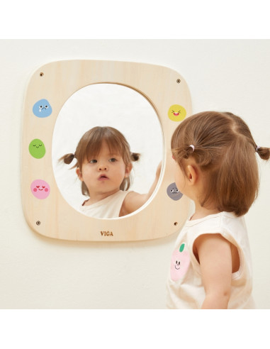 VIGA Drewniana Tablica z Lustrem i Emotkami