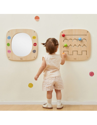 VIGA Drewniana Tablica z Lustrem i Emotkami