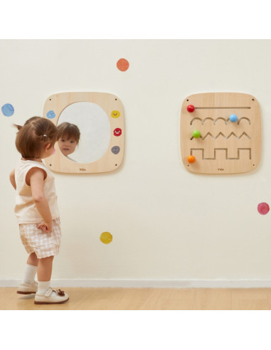 VIGA Drewniana Tablica z Lustrem i Emotkami