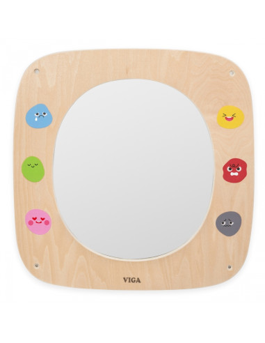 VIGA Drewniana Tablica z Lustrem i Emotkami