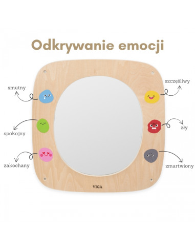 VIGA Medinė lenta su veidrodžiu ir šypsenėlėmis