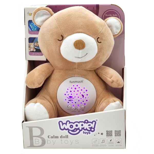 WOOPIE BABY migdukas Meškiukas minkštas žaisliukas su projektoriumi ir 10 lopšinių WOOPIE BABY migdukas Meškiukas minkštas žaisliukas su projektoriumi ir 10 lopšinių