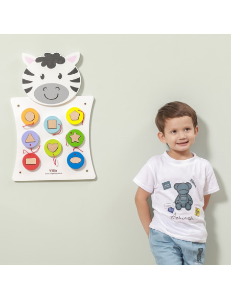 VIGA Drewniana Tablica Manipulacyjna Zebra Certyfikat FSC Montessori