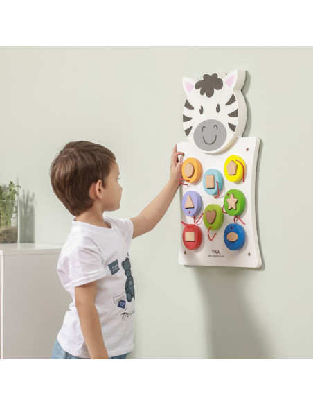 VIGA Drewniana Tablica Manipulacyjna Zebra Certyfikat FSC Montessori