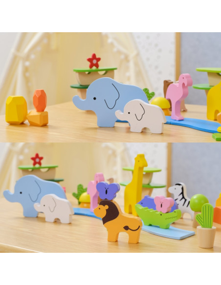 VIGA Деревянные кубики Красочные тропические истории Коробка 55 шт.