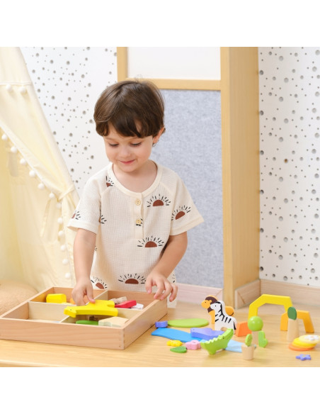 VIGA Деревянные кубики Красочные тропические истории Коробка 55 шт.