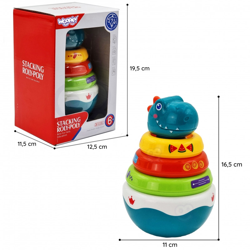 WOOPIE BABY sensorinis žaislas Dino piramidės dėlionė kūdikiams