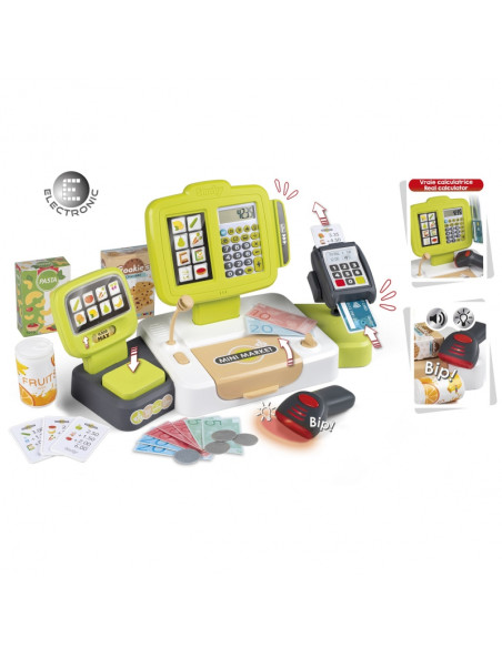 SMOBY elektroninis kasos aparatas su skaitytuvu ir svarstyklėmis SMOBY elektroninis kasos aparatas su skaitytuvu ir svarstyklėmis