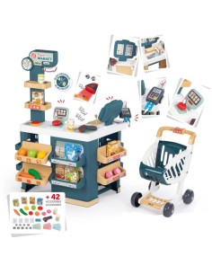 SMOBY prekybos centras su kasos vežimėliu ir elektroniniu skaitytuvu