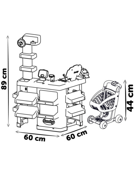 SMOBY Sklep Supermarket z Wózkiem Kasą i Elektronicznym Skanerem