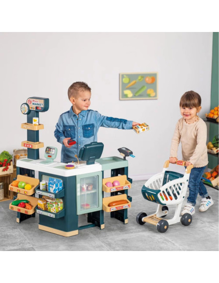 SMOBY Maximarket elektroninis kasos aparatas su skaitytuvu, svarstyklėmis ir šaldytuvu SMOBY Maximarket elektroninis kasos aparatas su skaitytuvu, svarstyklėmis ir šaldytuvu