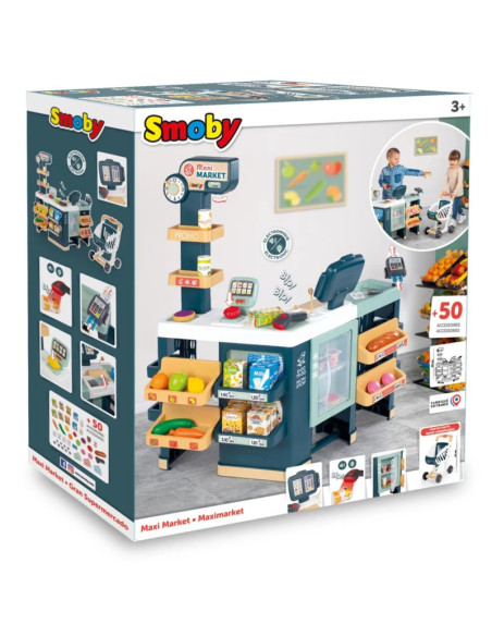 SMOBY Maximarket Wózek Elektroniczną Kasą ze Skanerem Waga i Lodówka