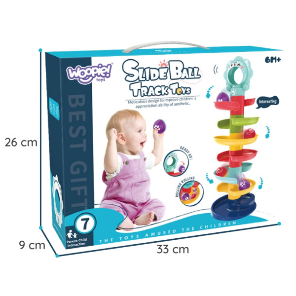 WOOPIE BABY Kulkos takelis Spiralinis rinkinys + 2 kamuoliukai WOOPIE BABY Kulkos takelis Spiralinis rinkinys + 2 kamuoliukai
