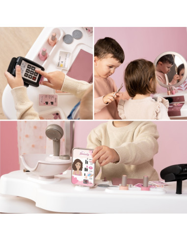 SMOBY BEAUTY Mažasis stilisto centras + 26 priedai Kirpykla ir kosmetologė