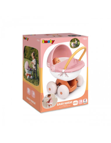 SMOBY Baby Nurse Deep vežimėlis su plastikiniu stogeliu