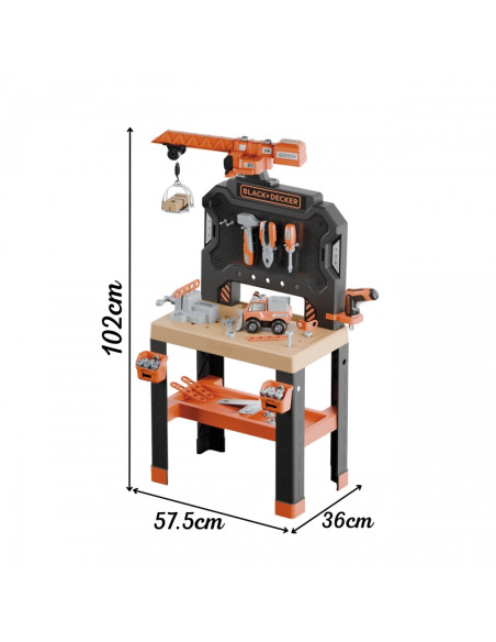 SMOBY Black+Decker Bricolo statybinio krano dirbtuvės SMOBY Black+Decker Bricolo statybinio krano dirbtuvės
