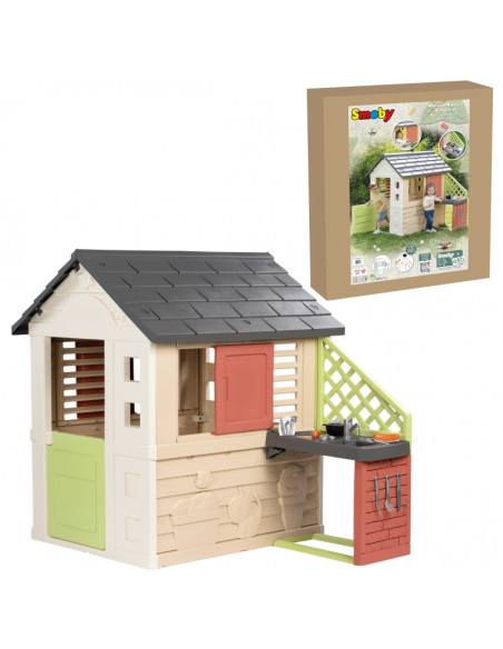 Smoby Domek Nature z kuchnią + 17 akcesoriów Smoby Domek Nature z kuchnią + 17 akcesoriów