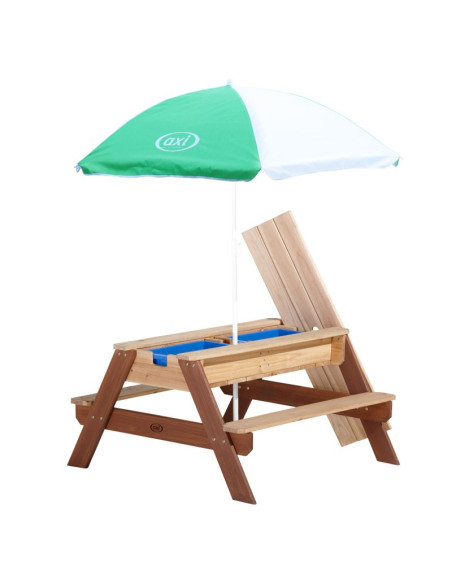 Стол для пикника AXI Nick со скамейкой, зонтиком и контейнерами для воды/песка