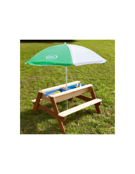 AXI Nick pikniko stalas su suolu, skėčiu ir vandens/smėlio indais