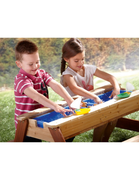 Стол для пикника AXI Nick со скамейкой, зонтиком и контейнерами для воды/песка