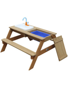 Стол для пикника AXI Emily со скамейкой, раковиной с краном и контейнерами для воды/песка
