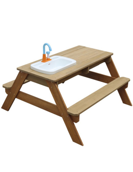 AXI Stół Piknikowy Emily z Ławką i Umywalką na Baterie oraz Pojemnikami na Wodę/Piasek